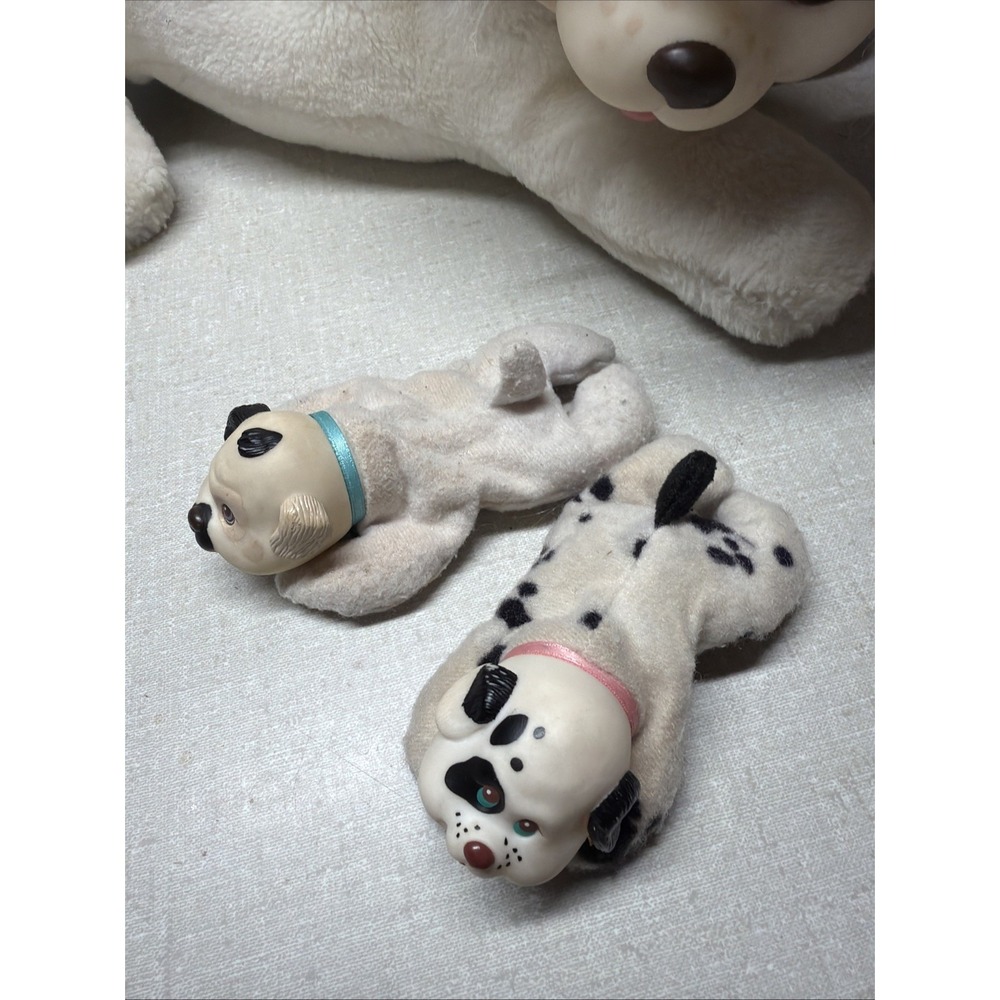 Rare Vintage 1991 Hasbro Puppy Surprise White Plush Mom Dog & 2 Puppies Toy Set - Picture 7 of 12